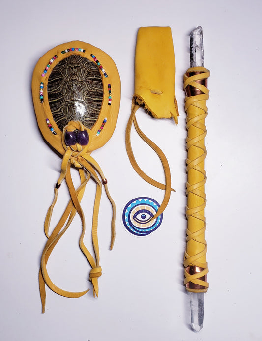 Healing Wand/Mallet & Red Eared Slider Turtle Rattle (custom order reserved for Melissa)