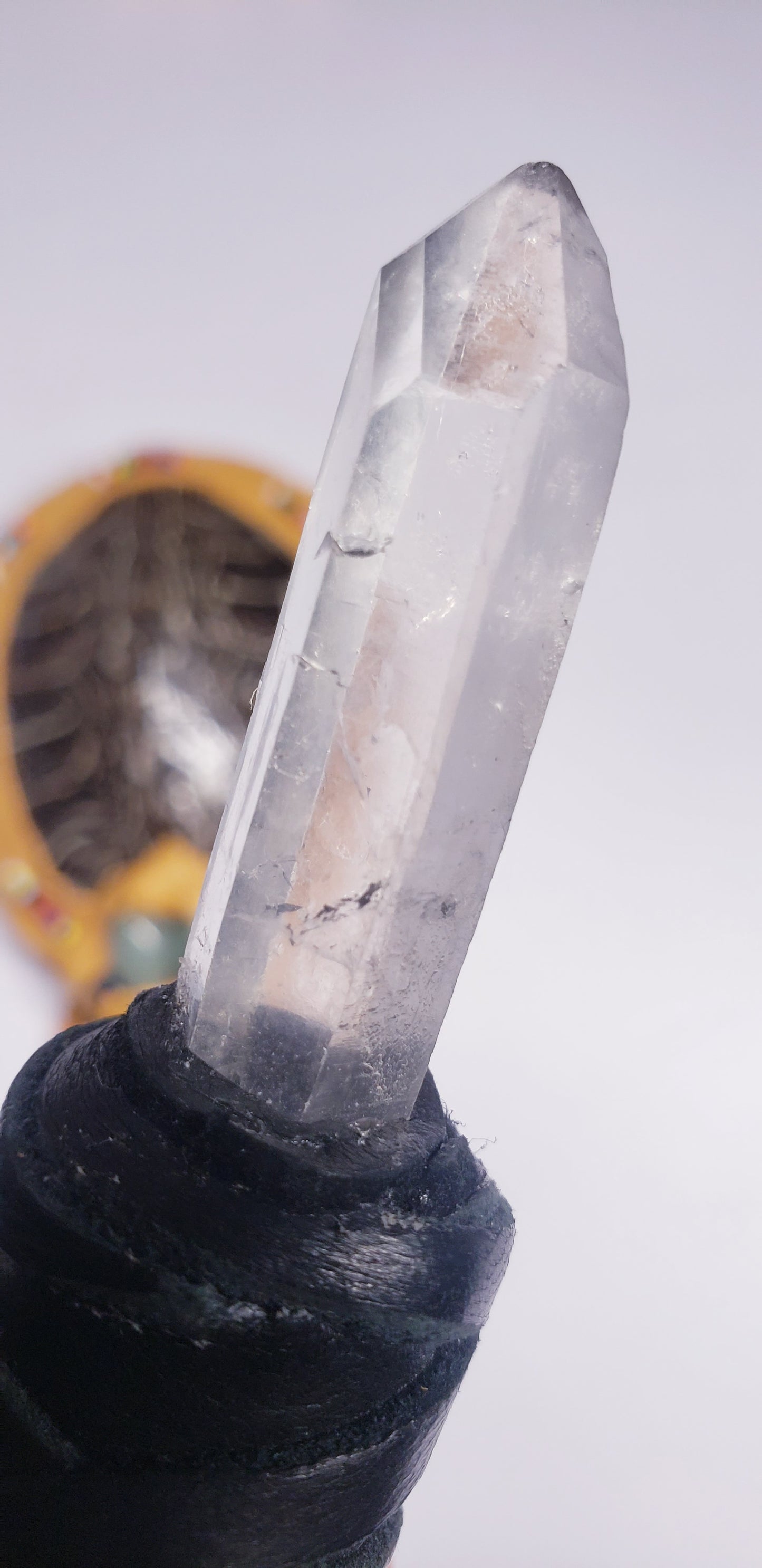 Healing Wand with Diamantina (laser) Quartz & Turtle Rattle