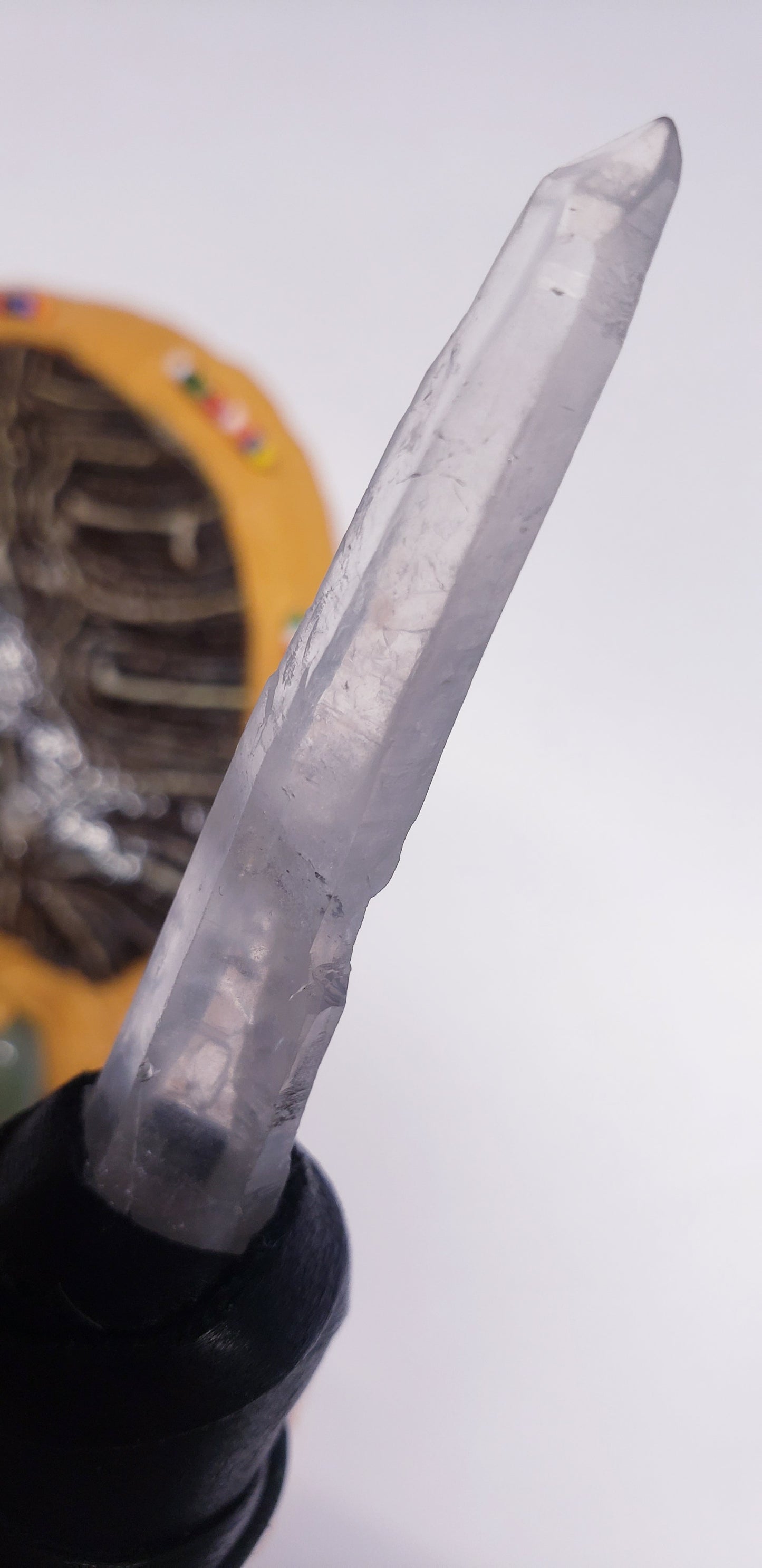 Healing Wand with Diamantina (laser) Quartz & Turtle Rattle