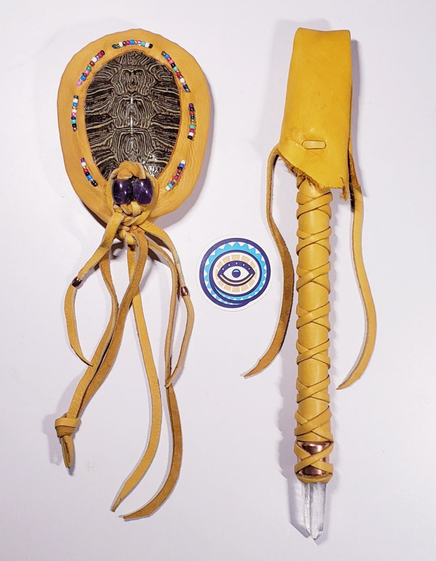 Healing Wand/Drum Mallet & Red Eared Slider Turtle Rattle (custom order reserved for Melissa)