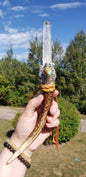 BRAZILIAN DIAMANTINA LASER QUARTZ, TURQUOISE AND DEER ANTLER WAND