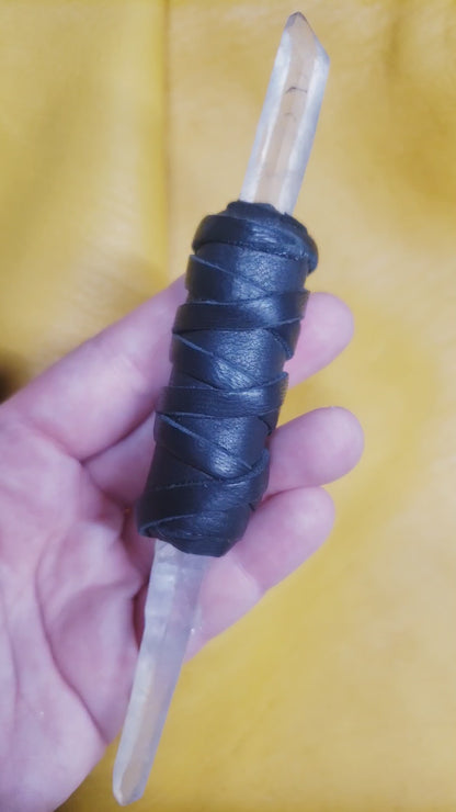 Healing Wand with Diamantina (laser) Quartz & Turtle Rattle